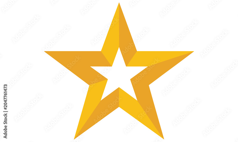 Obraz premium Golden star symbol with white center and sharp points
