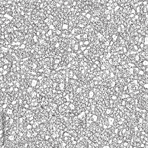 Fotografie Fine Dense Pebble Scatter Seamless Pattern CAD Line Art Vector for Landscape Arc