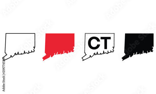Bild auf Leinwand Connecticut state map outline in various styles and colors for design use