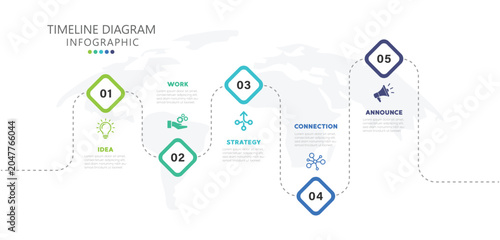 Business timeline 5 steps to success. Presentation, Milestone, Annual report and information. Infographic roadmap design template.