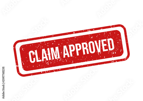 Schilderij op canvas Red claim approved stamp with bold white text