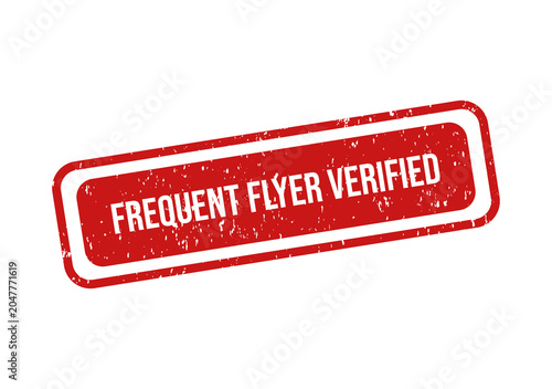 Foto Red frequent flyer verified stamp with white text