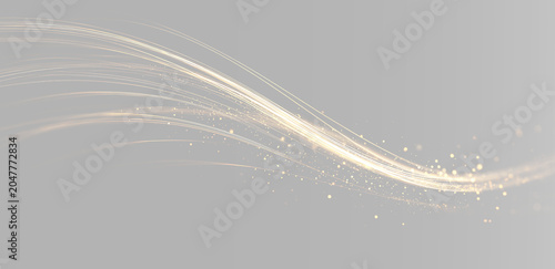 Konstfotografi Golden luminous motion streaks with glitter particles elegant luxury energy flow