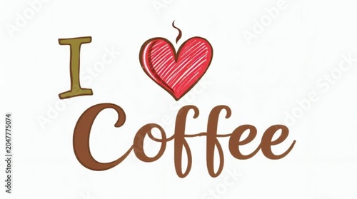 Creative illustration of a coffee theme with heart design, showcasing passion for coffee in a fun and artistic way, perfect for various applications