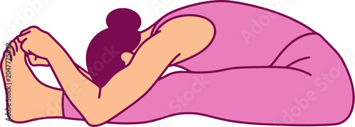 Hand Drawn Yoga Seated Forward Bend Pose Paschimottanasana