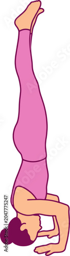 Hand Drawn Yoga Headstand Pose Sirsasana