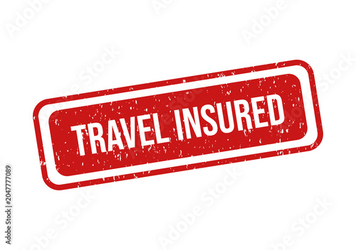 Bild auf Leinwand Red rubber stamp with travel insured text