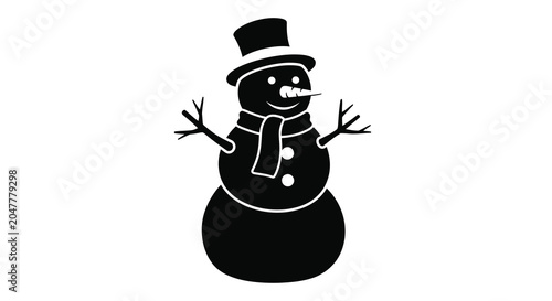 Cuadro en lienzo Snowman silhouette on transparent background high quality professional