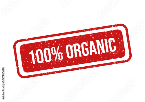 Red vintage style 100 percent organic stamp seal