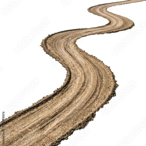 Bild auf Leinwand Winding dirt road path on a transparent background PNG image file