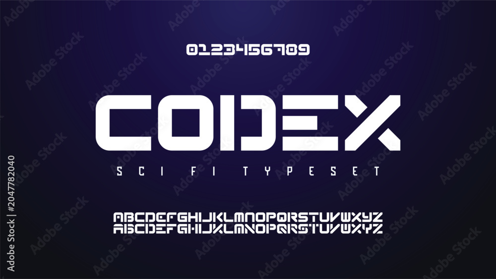 Fotografie CODEX Future modern italic alphabet font