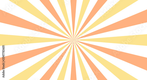 Obraz na plátně Colorful sunburst pattern with yellow and orange stripes on white background wit