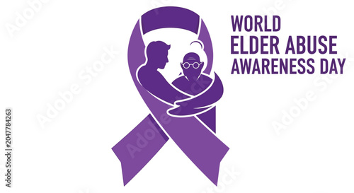 World elder abuse awareness day purple ribbon