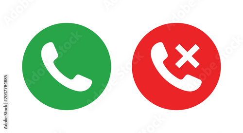 phone call icons flat design green red