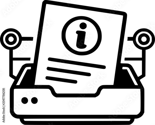 AI Document Processing Information System Icon Vector