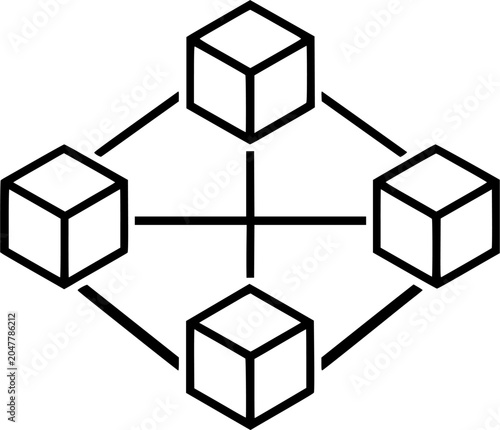 Blockchain Cube Network Connection Line Icon Vector