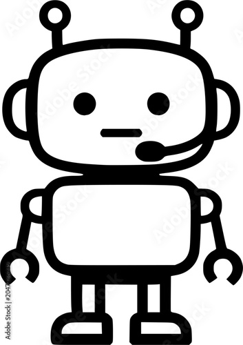 Robot Customer Support Chatbot Headset Line Icon Vector