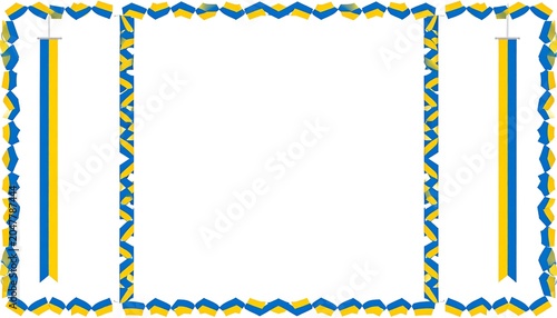 A rectangular frame with a wavy blue and yellow border