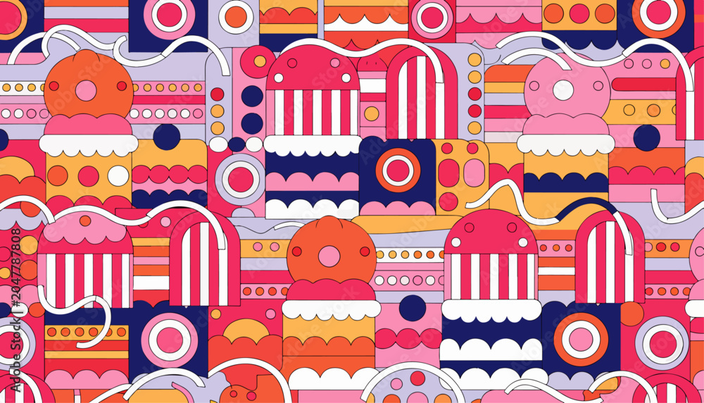 Fotografía Modern vector texture featuring colorful interwoven geometric pattern elements