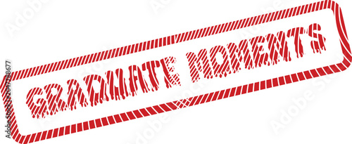 Photos Red rectangular stamp mark displaying Graduate Moments text symbolizing academic