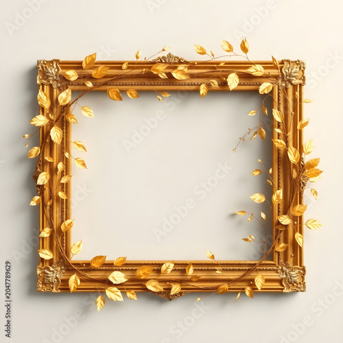 Leafy golden rectangle frame