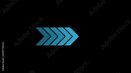 Right-directional arrow loop animation. Animated forward arrows on black motion background