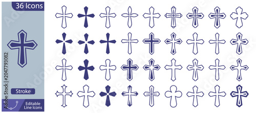 Valokuva Christian Cross Icons Collection Featuring Faith Worship Religion Church Symboli