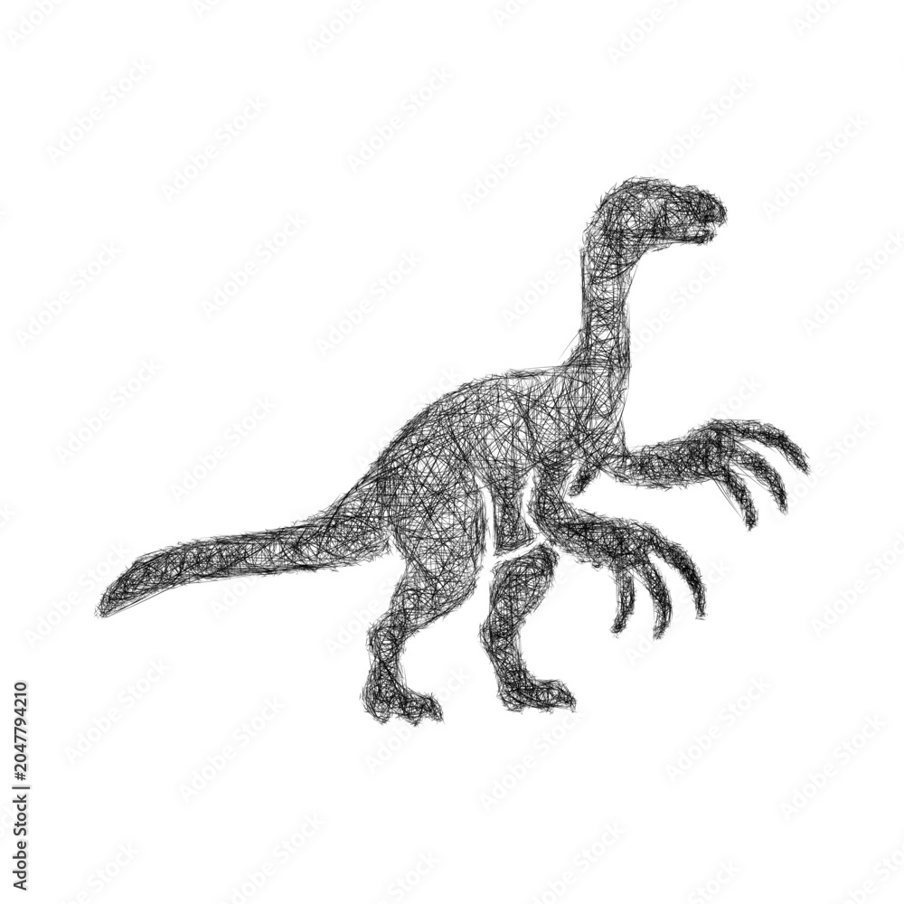 Fototapeta premium Sketch monochrome therizinosaurus icon design
