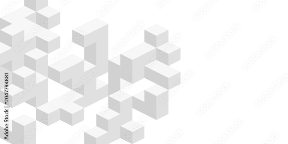 Fototapeta premium Technological white background .Isometric squares. Geometric lines. Abstract tech. Vector illustration.
