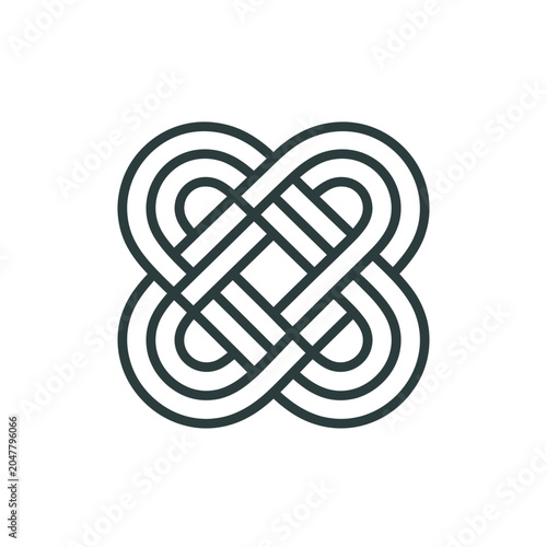 Canvastavla Symmetrical black and white Celtic knot line art.