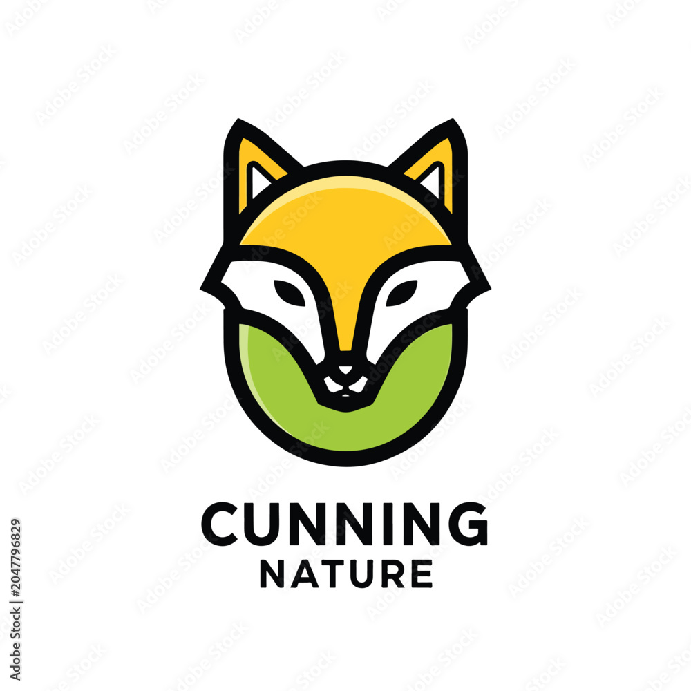 Obraz premium Minimalist Fox Head Logo Icon for Cunning Nature Brand.