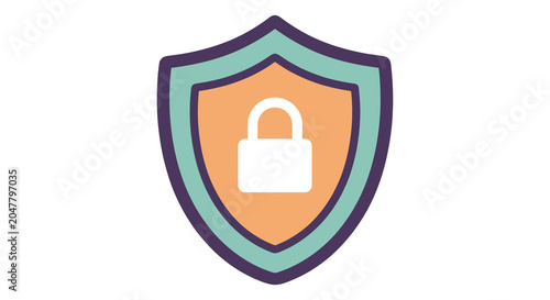 shield with lock icon flat security protection