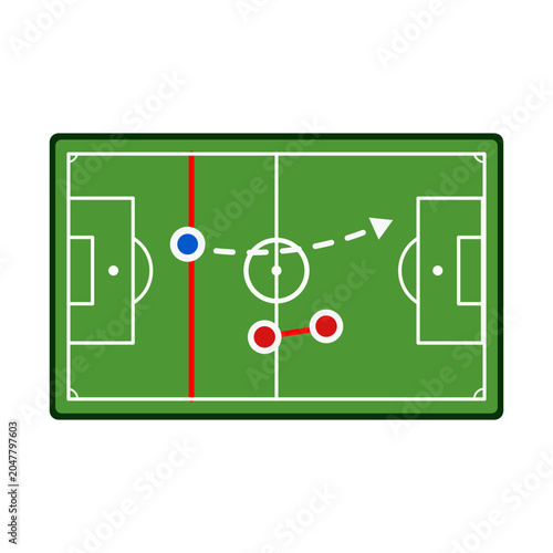 Soccer field with strategic player offside diagram