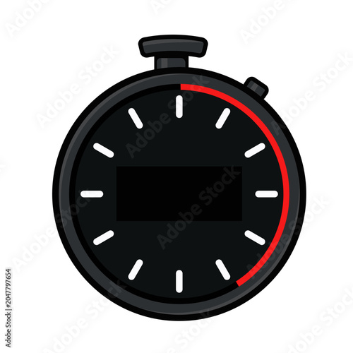 Sleek black stopwatch with red progress indicator for timing and deadlines.