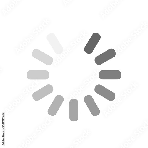 Circular loading spinner icon with varying shades of gray indicating progress or a waiting state.