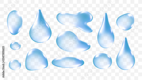 Water Drop Realistic Set Glossy Liquid Rain Droplet 3D Vector