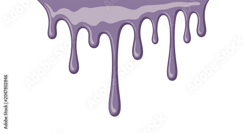 Liquid purple paint or melting substance dripping down from the top edge creating a smooth fluid texture against a clean white background.