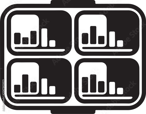 Meal Prep Container — Flat Filled Black Silhouette Glyph Vector Icon for Nutrition & Gut Health App and Medical UI Design