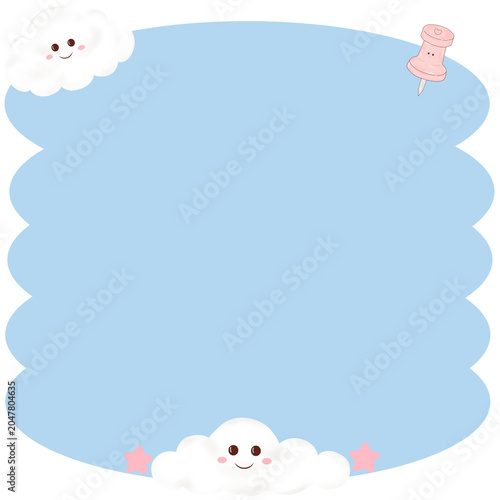 Blue Cloud Memo Pad with Cute Sky Theme Note Paper Template