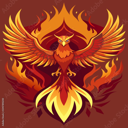 Fotografie Phoenix Illustration With Flames A Fiery Vector Graphic