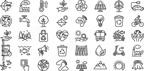 Tableau sur toile Global climate change and environmental conservation icons with environment cons