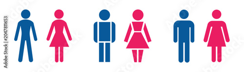 Woman and man public washrooms symbols, Sanitär Symbole, Man and woman WC toilet glyph icon, vector illustration.