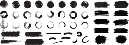 Schilderij op canvas Set of vector paint brush stroke, Abstract grunge paint brush stroke set