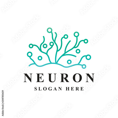 Neuron logo design template flat vector