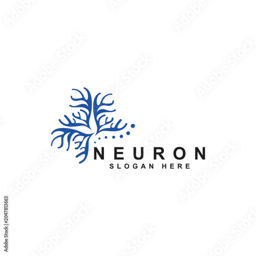 Neuron logo design template flat vector
