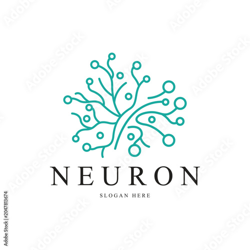Neuron logo design template flat vector