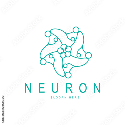 Neuron logo design template flat vector