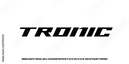 Foto Tronic Futuristic Racing Font: Modern Bold Slanted Alphabet and Numbers Vector