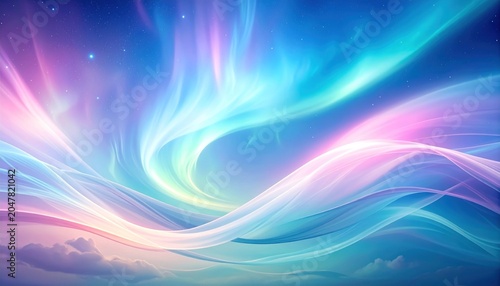 Abstract Aurora Borealis Sky with Pastel Colors and Light Streaks.