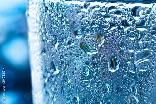 Water Condensation Droplets Cold Glass Surface Macro Texture Refreshing Summer Background


